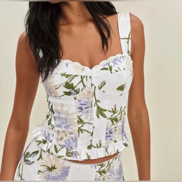 Reformation Anatolia Linen Two Piece Top And Skirt Set nwt - Picture 3 of 8